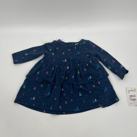 Tucker + Tate Babies' Sweet Play Print Dress Navy Denim Modern Trees 6M NWT - Picture 2 of 7
